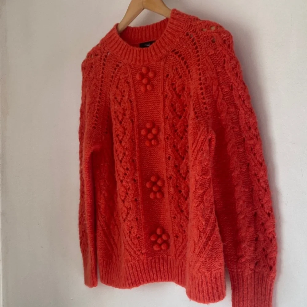 J. Crew M Cable-Knit Pointelle Sweater.